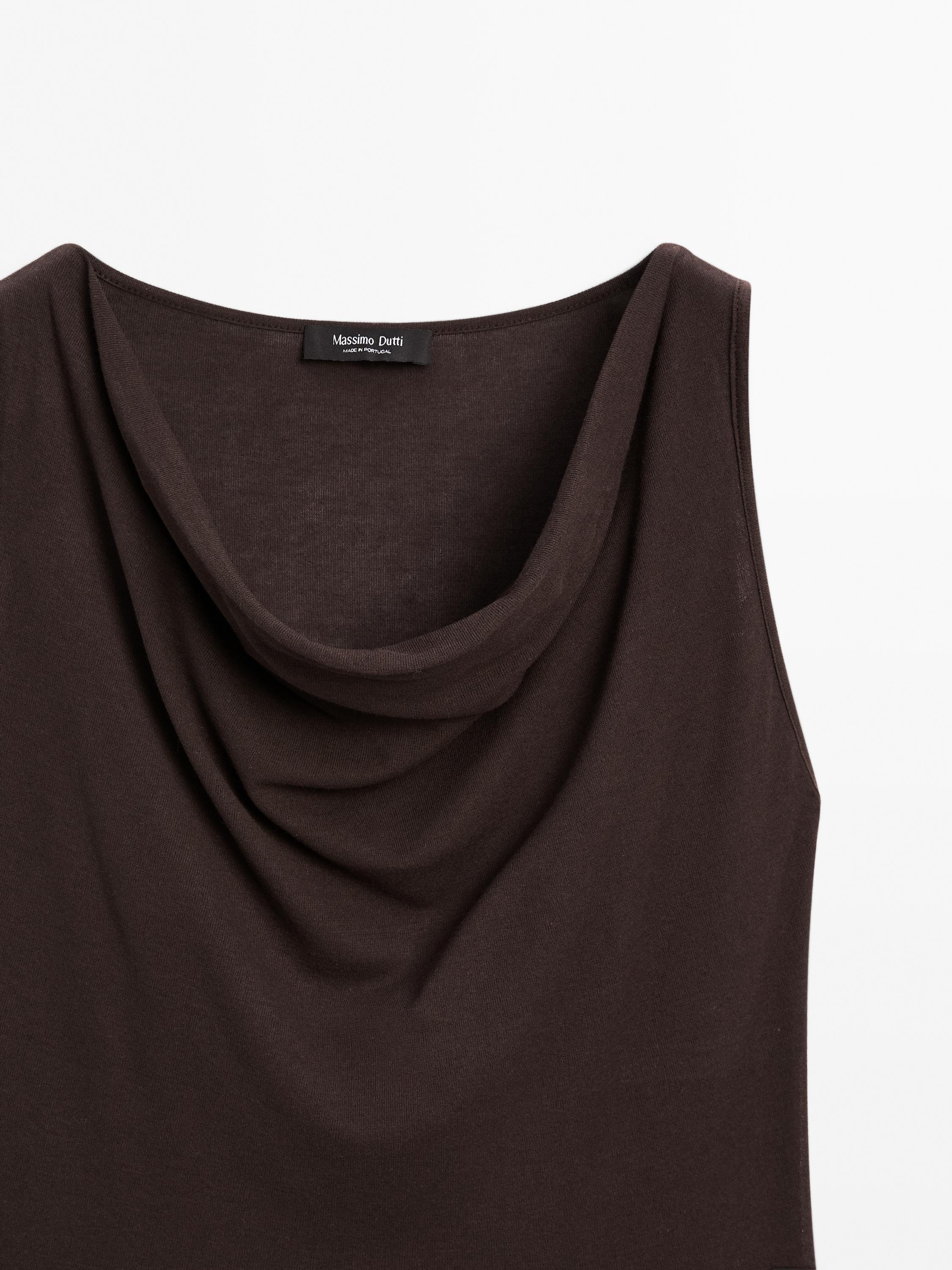 100% cotton top with draped neckline